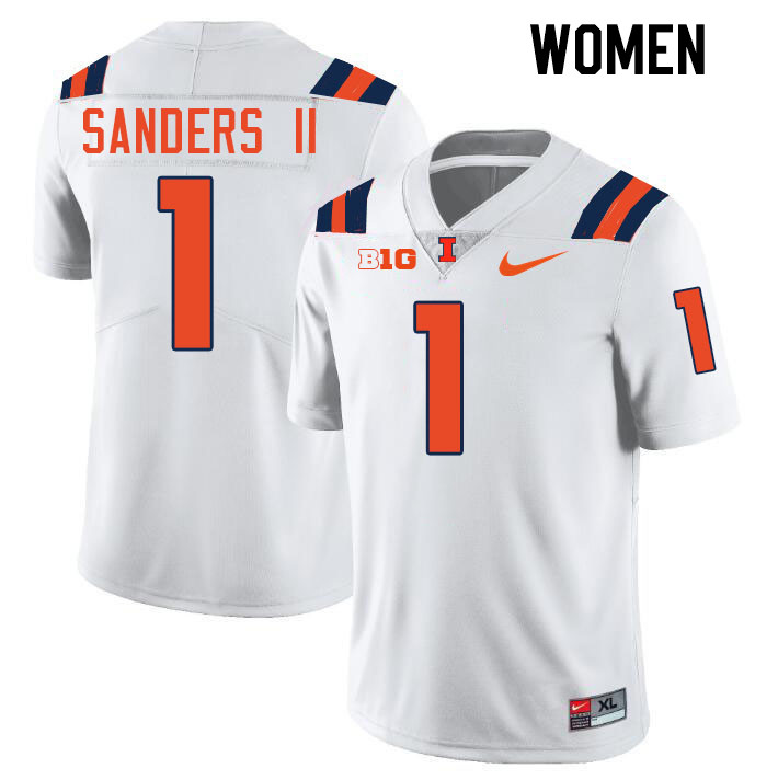 Women #1 Mario Sanders II Illinois Fighting Illini College Football Jerseys Stitched-White